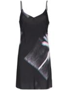 Double Rainbouu Palm Tree Print Slip Dress - Black