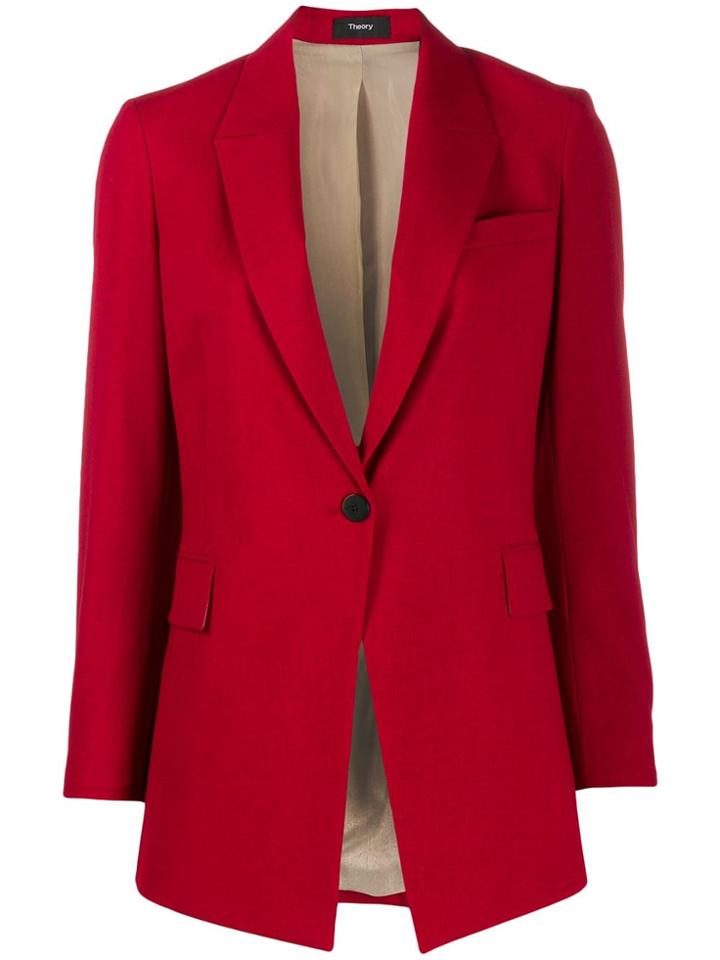 Theory Long Cutaway-front Blazer - Red