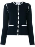 Thom Browne Tipping-striped Bridal Button Crewneck Cardigan In Fine