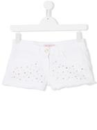 Miss Blumarine Embellished Denim Shorts - White