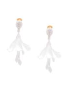Oscar De La Renta Small Impatiens Earrings - White