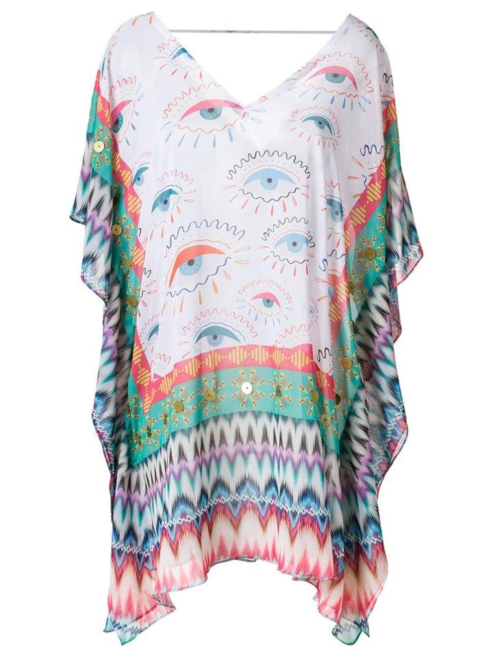 Brigitte Printed Kaftan, Women's, Size: P, White, Polyester