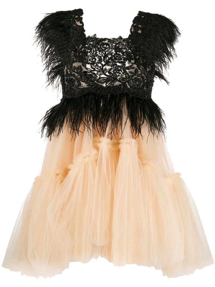 Loulou Feather Embellished Dress - Neutrals