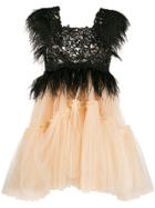 Loulou Feather Embellished Dress - Neutrals