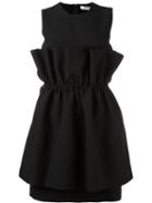 Msgm Pleated Overlay Dress, Women's, Size: 44, Black, Polyester/spandex/elastane/viscose