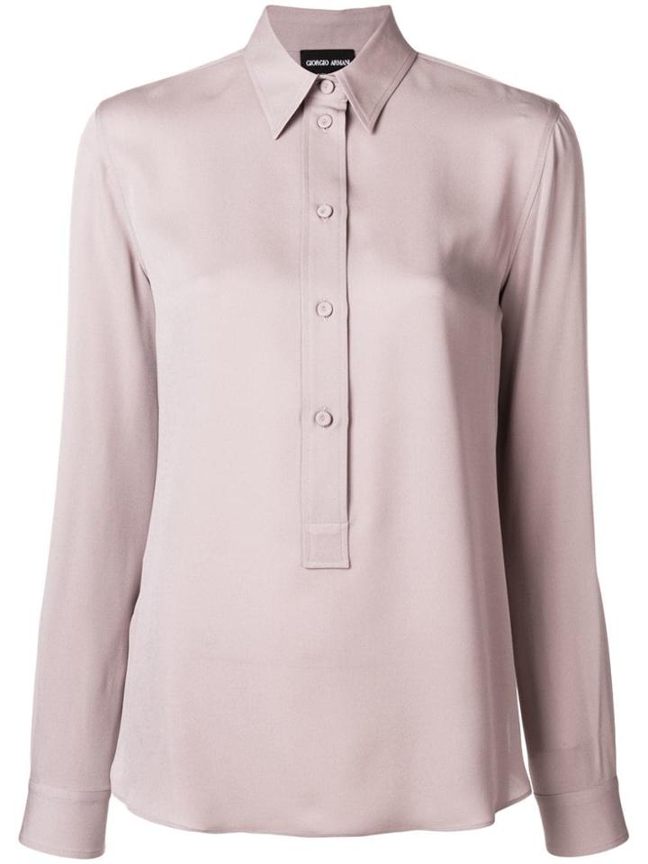 Giorgio Armani Long-sleeve Fitted Shirt - Pink & Purple