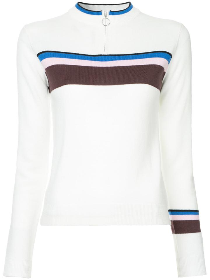 Guild Prime Zipped Stripe Detail Jumper - White