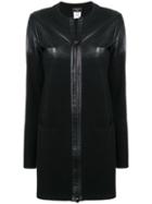 Chanel Pre-owned Leather Knitted Coat - Black