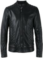 Philipp Plein Quilted Panel Biker Jacket, Men's, Size: Medium, Black, Calf Leather/viscose