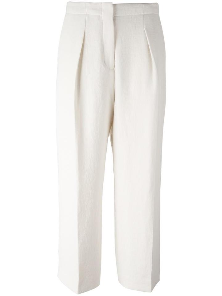Elizabeth And James Wide Leg Crop Trousers, Women's, Size: 4, White, Polyester/spandex/elastane