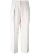 Elizabeth And James Wide Leg Crop Trousers, Women's, Size: 4, White, Polyester/spandex/elastane