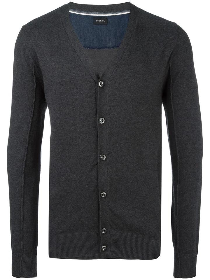 Diesel Button Up Cardigan, Men's, Size: Xxl, Black, Cotton/nylon/spandex/elastane