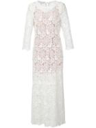 Fleur Du Mal Guipure Lace Long Dress With Slip, Women's, Size: M, Nude/neutrals, Silk/cotton