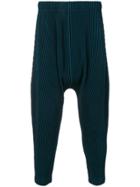 Homme Plissé Issey Miyake Ribbed Drop Crotch Trousers - Blue