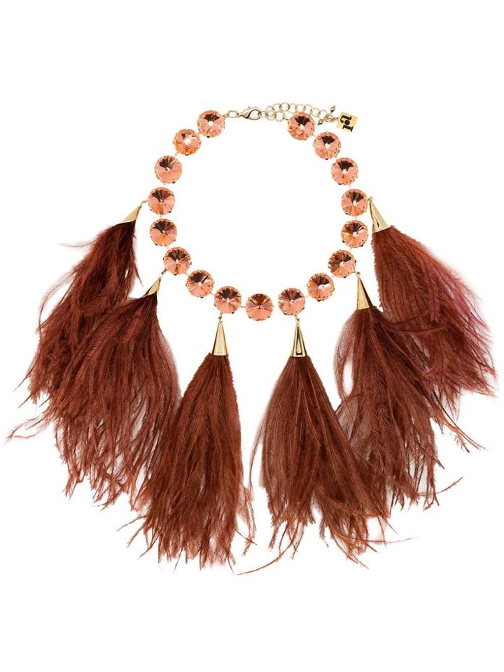 Rosantica Feather Crystal Necklace - Red