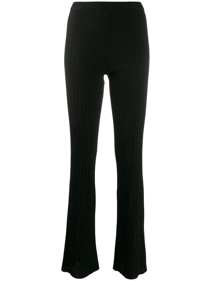 Mrz Ribbed Knit Flared Trousers - Black