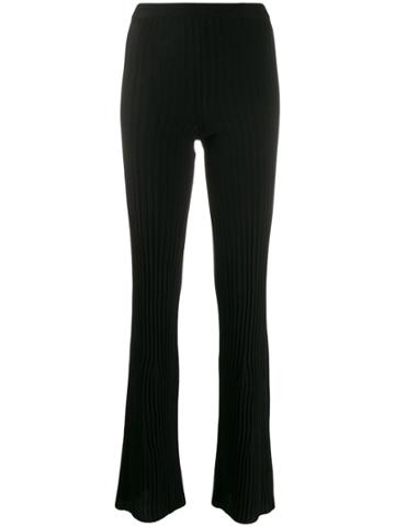 Mrz Ribbed Knit Flared Trousers - Black