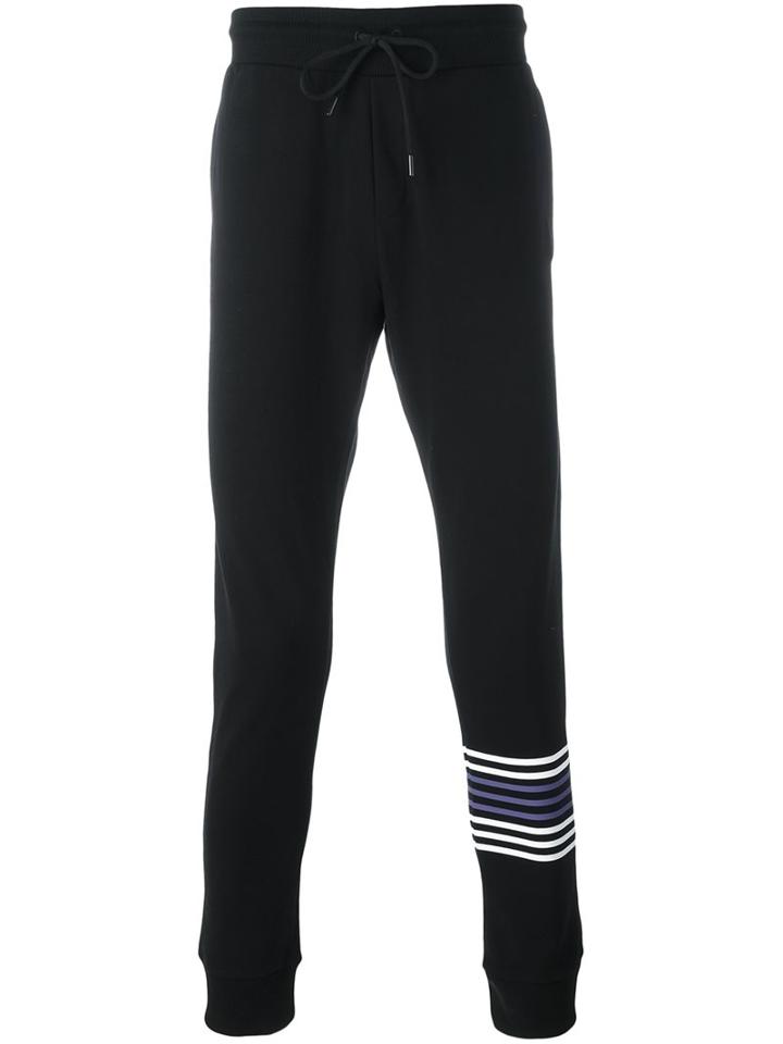 Dirk Bikkembergs Logo Patch Track Pants, Men's, Size: Medium, Black, Cotton/spandex/elastane