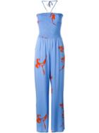Tory Burch Printed Talisay Halterneck Jumpsuit, Women's, Size: S, Blue, Rayon