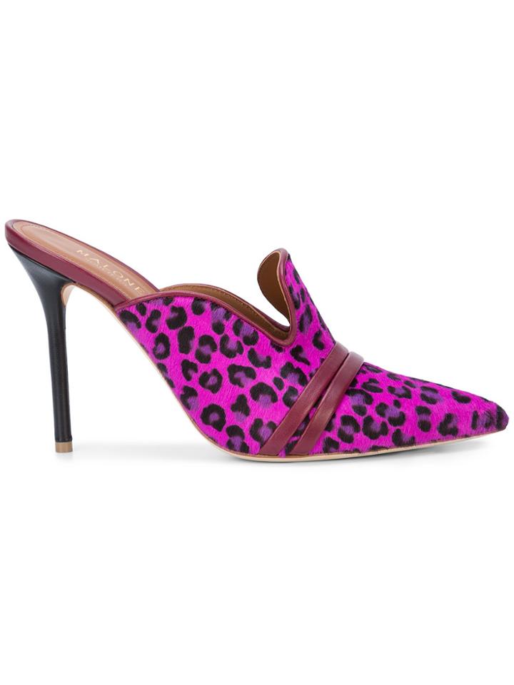Malone Souliers Leopard Print Mules - Pink & Purple