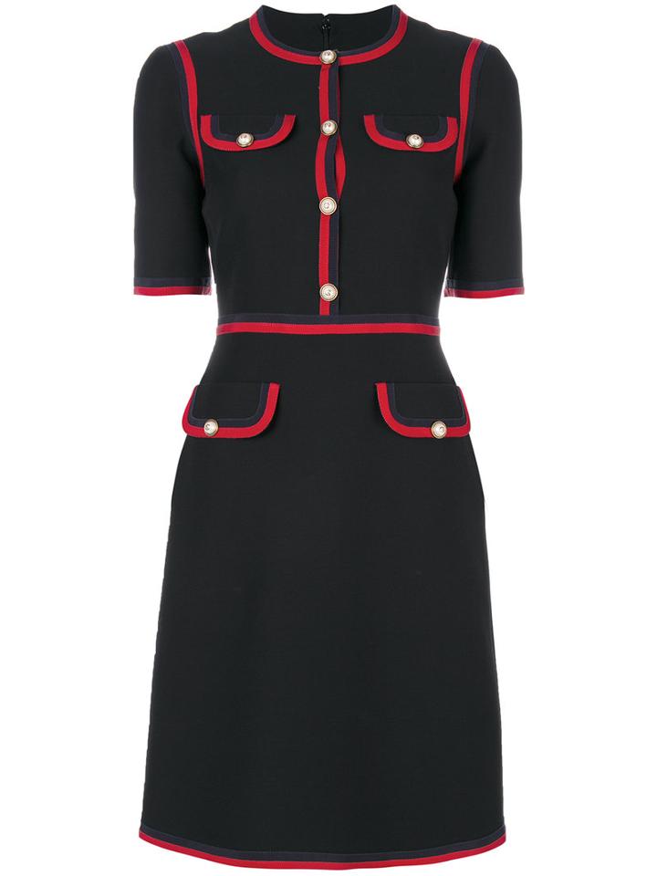 Gucci - Web Detail Dress - Women - Silk/wool - 40, Black, Silk/wool