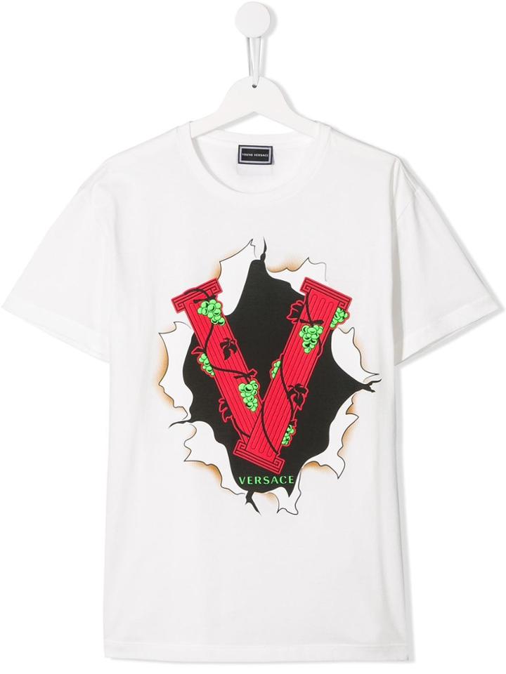 Young Versace Logo T-shirt - White