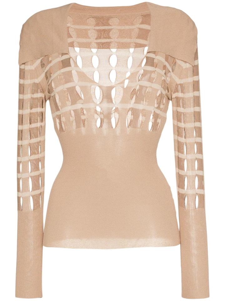 Jacquemus V Neck Polo Cut-out Sweater - Neutrals