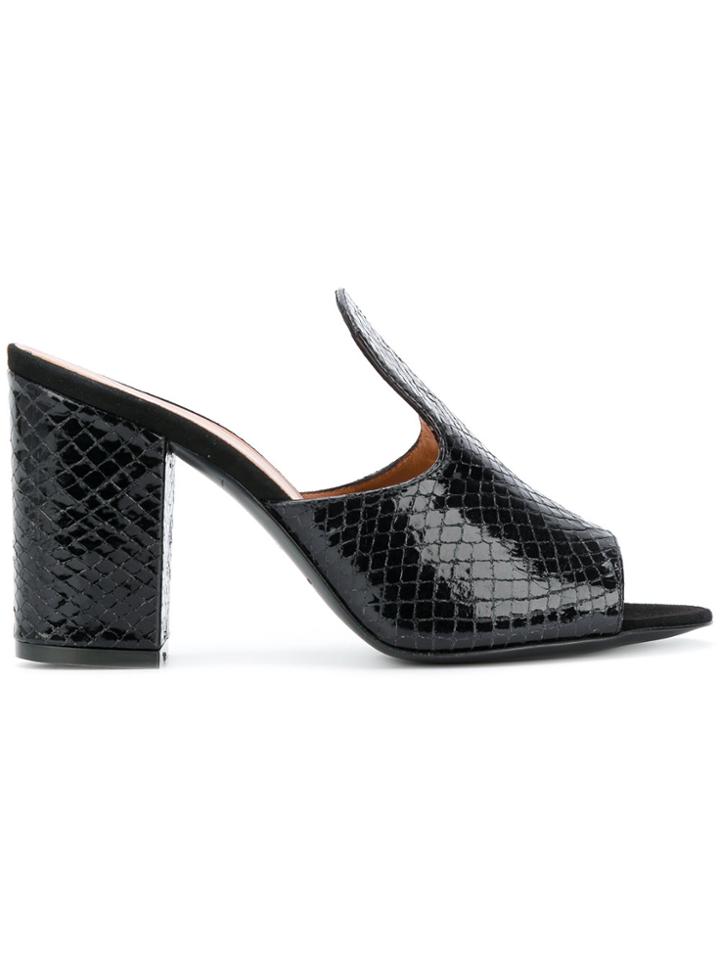 Via Roma 15 Snakeskin Effect Mules - Black
