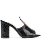 Via Roma 15 Snakeskin Effect Mules - Black