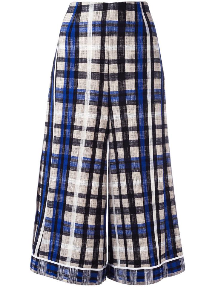 Erika Cavallini Keit Checked Culottes, Women's, Size: 40, Blue, Cotton/polyamide/spandex/elastane