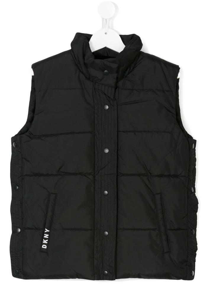 Dkny Kids Teen Sleeveless Padded Gilet - Black