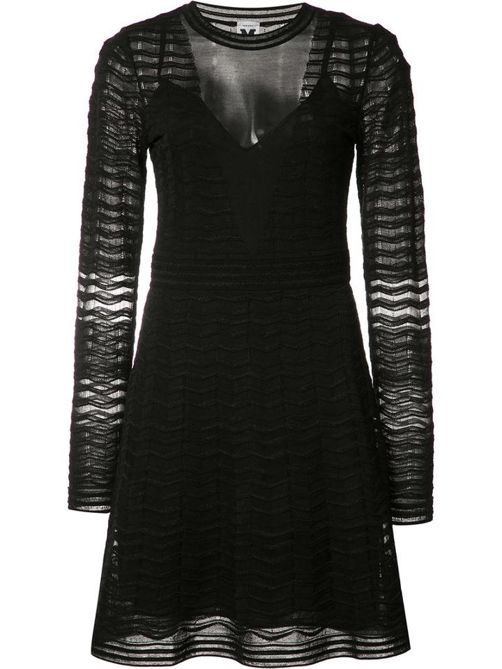 M Missoni Pleated Trim Dress, Women's, Size: 40, Black, Polyester/cotton/viscose/polyamide