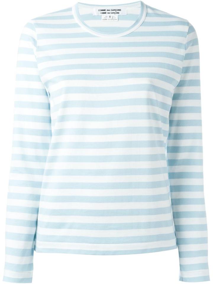 Comme Des Garçons Comme Des Garçons Striped Longsleeved T-shirt, Women's, Size: S, White, Cotton