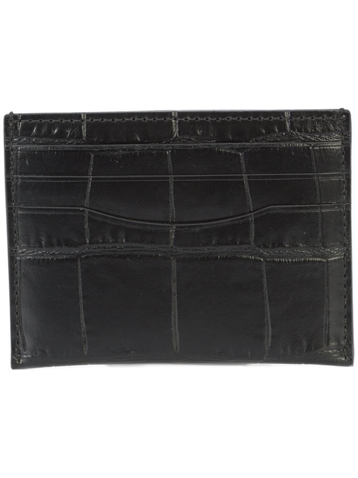 Coach Crocodile Embossed Card Case - Black