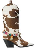 Casadei Embellished Western Boots - Brown