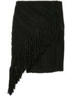 Goen.j Fringe-trimmed Stripe-woven Skirt - Black