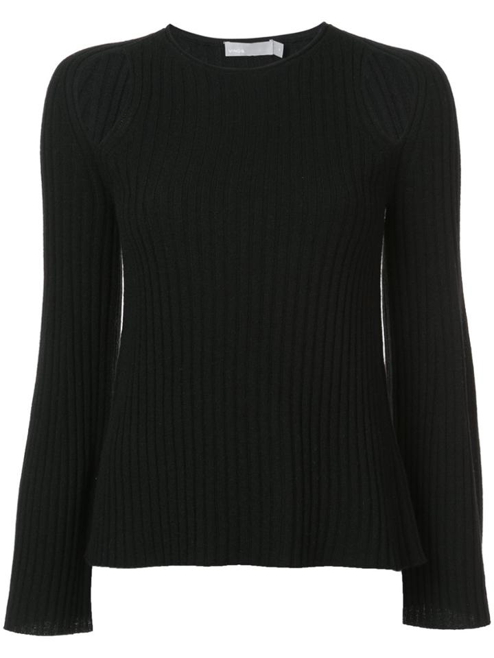 Vince Ribbed Knit Cutout Sweater - Black