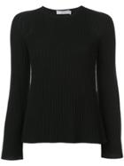 Vince Ribbed Knit Cutout Sweater - Black