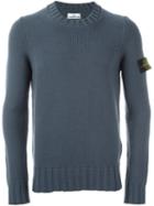 Stone Island Logo Patch Jumper, Men's, Size: Xxl, Blue, Polyester/wool