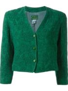 Kenzo Vintage Floral Embroidered Cropped Jacket, Women's, Size: 37, Green