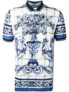 Dolce & Gabbana - Printed Polo Shirt - Men - Cotton - 54, Blue, Cotton