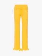 Prada Belted Ruffle Hem Straight Trousers - Yellow