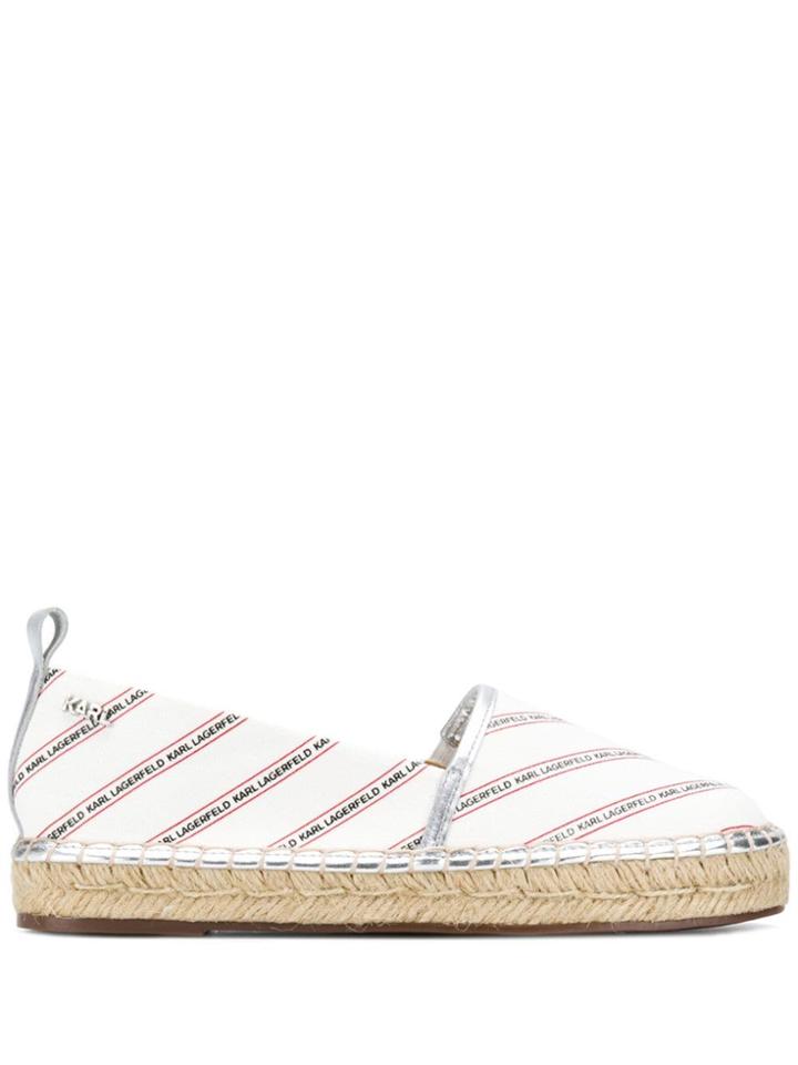Karl Lagerfeld Kamini Stripe Logo Espadrilles - White