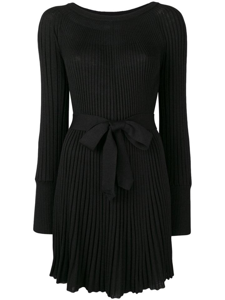 Twin-set Tie Waist Pleated Dress - Black