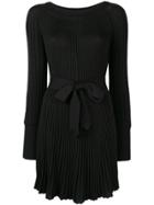 Twin-set Tie Waist Pleated Dress - Black