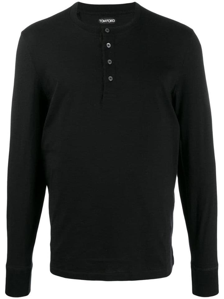 Tom Ford Half-button Long-sleeve T-shirt - Black