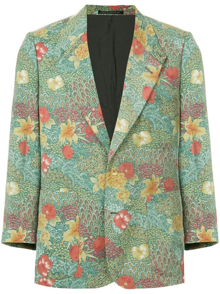 Yohji Yamamoto Vintage Floral Fitted Blazer - Green