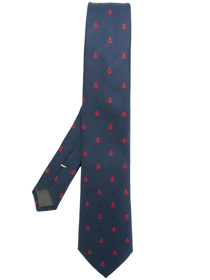 Canali Anchor Print Tie - Blue