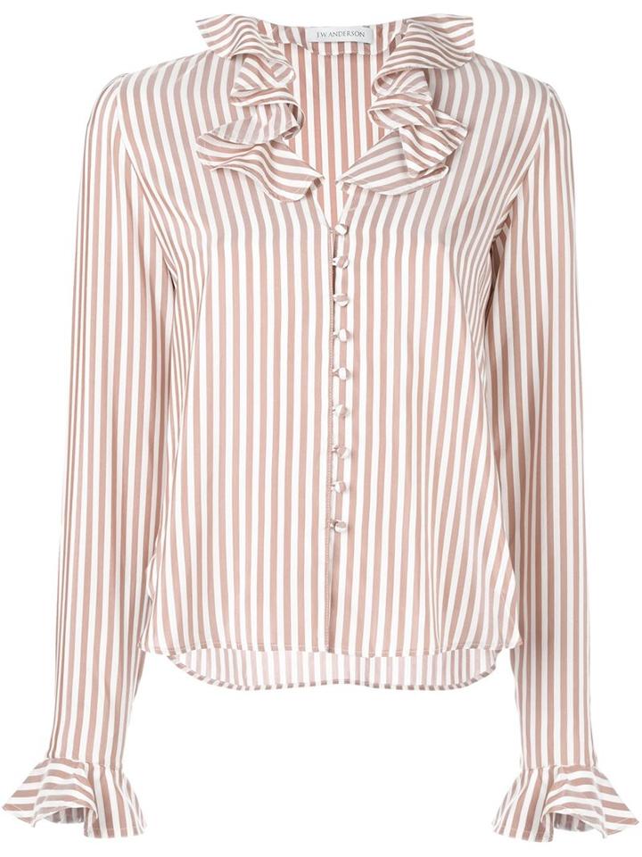 J.w.anderson Striped Blouse, Women's, Size: 8, Nude/neutrals, Silk