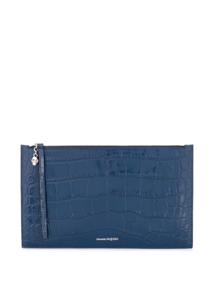Alexander Mcqueen Skull Charm Clutch Bag - Blue